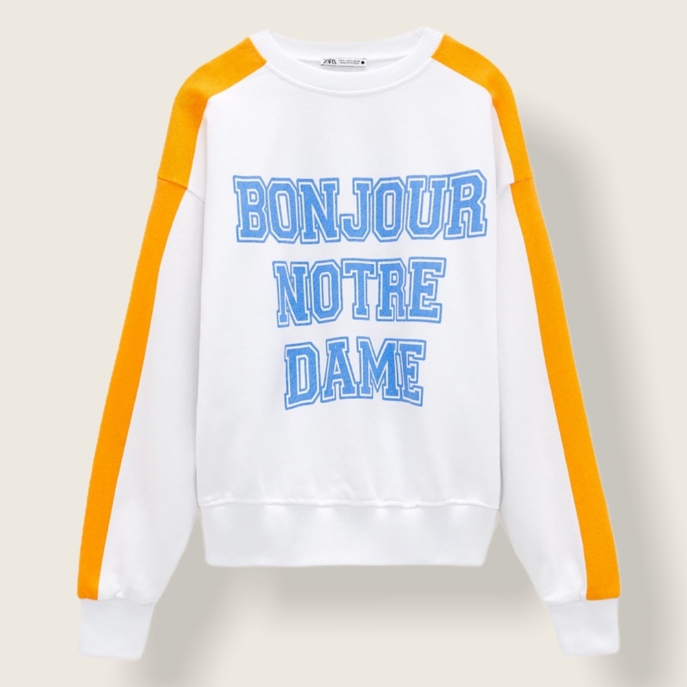 Zara Bonjour Notre Dame Sweatshirt